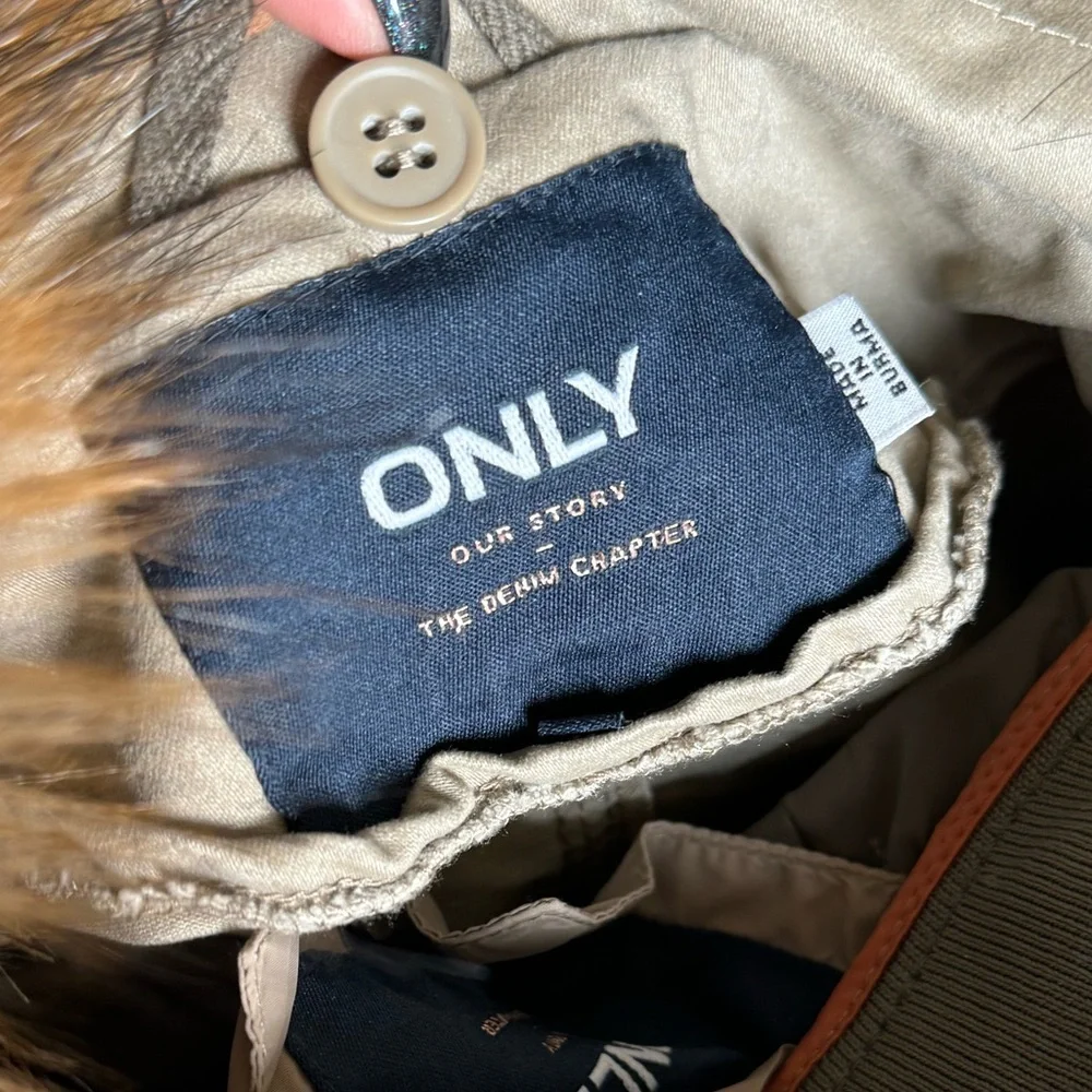 NWT Only Olive Hooded Parka Jacket, removable lining, Women's Size S - Picture 8 of 12